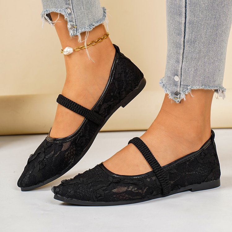 Damen elegante Ballerinas mit floralen Applikationen R&B