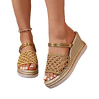 Damen modische Keil-Sandalen mit Netzdesign R&B
