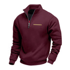 Herren nan Sweatshirt mit halbem Reißverschluss, Stehkragen und Brust-Welttasche R&B