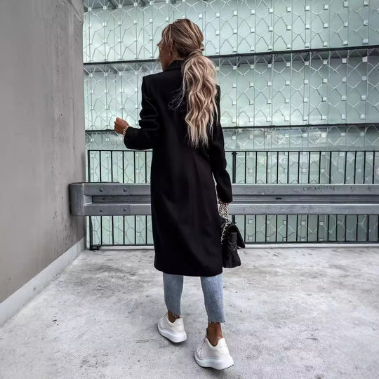 Damen eleganter Wollmantel im Oversized-Stil R&B
