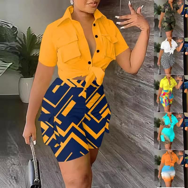 Damen Freizeit Set mit modischem Hemd und stylischen Shorts R&B