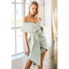Damen Elegantes Wickelkleid mit Schulterfreies Design und Taillengürtel R&B