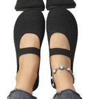 Damen elegante Strick-Ballerinas mit flexiblem Fußbett R&B