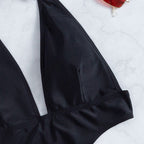Damen Cut-Out Badeanzug mit tiefem V-Ausschnitt und seitlichen Einschnitten R&B