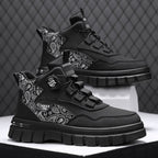 Damen Hochwertige High-Top Sneakers mit Paisleymuster und praktischen Schnellschnürsystem R&B