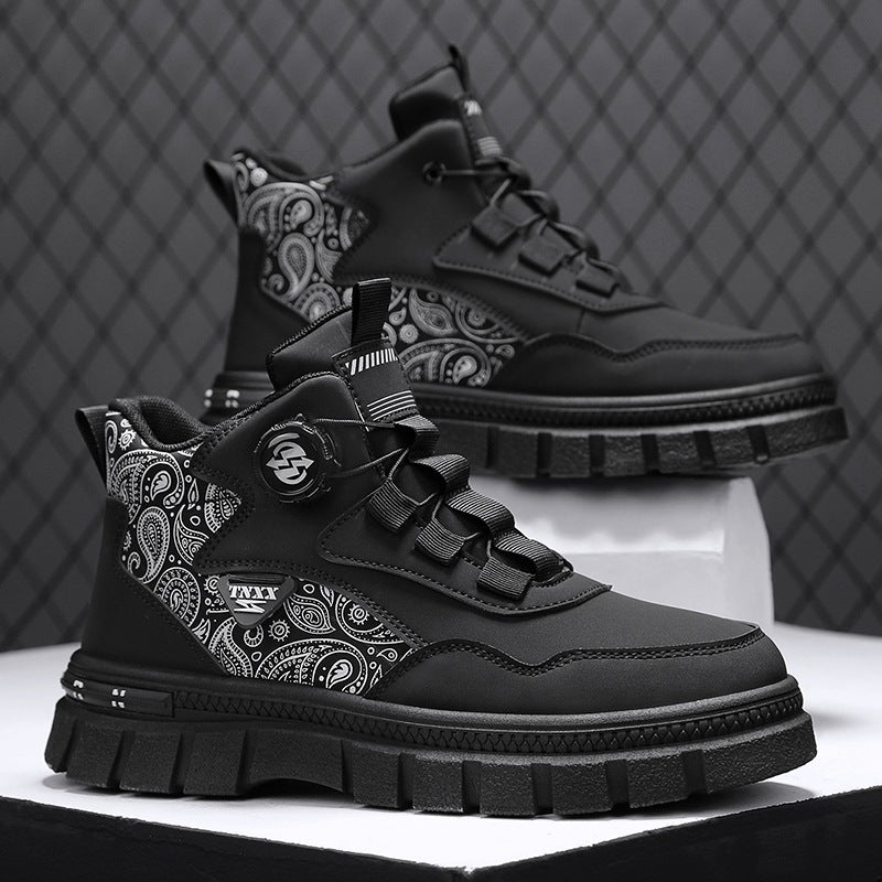 Damen Hochwertige High-Top Sneakers mit Paisleymuster und praktischen Schnellschnürsystem R&B