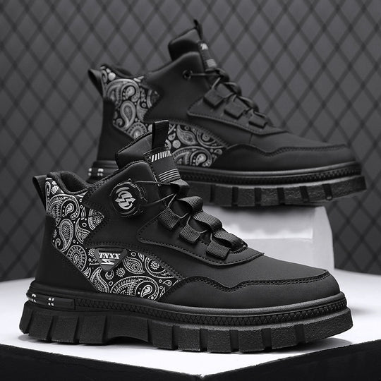 Damen Hochwertige High-Top Sneakers mit Paisleymuster und praktischen Schnellschnürsystem R&B