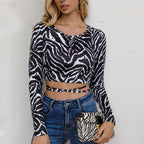 Damen Cropped Shirt mit ZR&Bra-Muster R&B