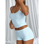 Damen Spitzen-Crop-Top und komfortable Short-Set R&B