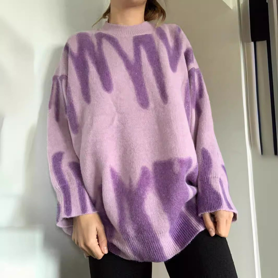Damen Lässiger Pullover mit einzigartigem Farbverlauf und weitem Schnitt R&B