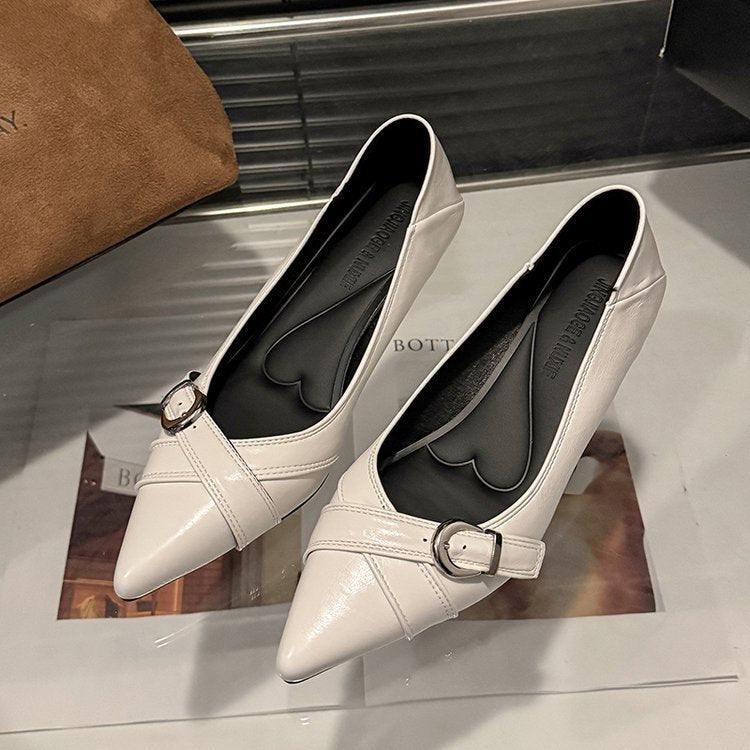 Damen elegante Pumps mit dekorativem Schnallenverschluss und spitzem Design R&B