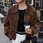 Damen modische Wildlederjacke im angesagten Oversized-Schnitt R&B
