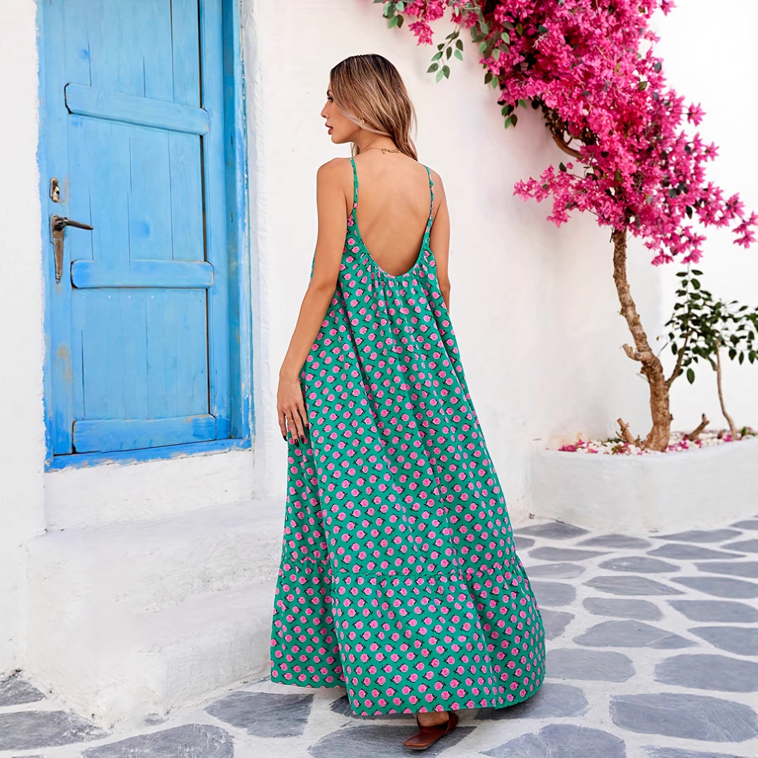 Damen Maxikleid mit grafischem Muster und fließendem Saum R&B