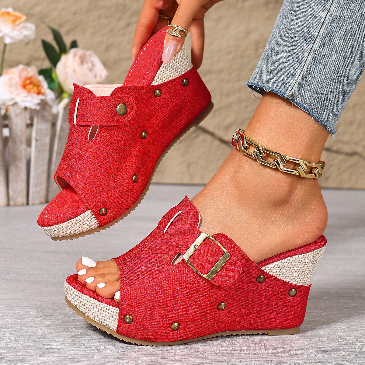 Damen Clogs mit modischer Schnallen-Applikation und komfortabler Liegefläche R&B