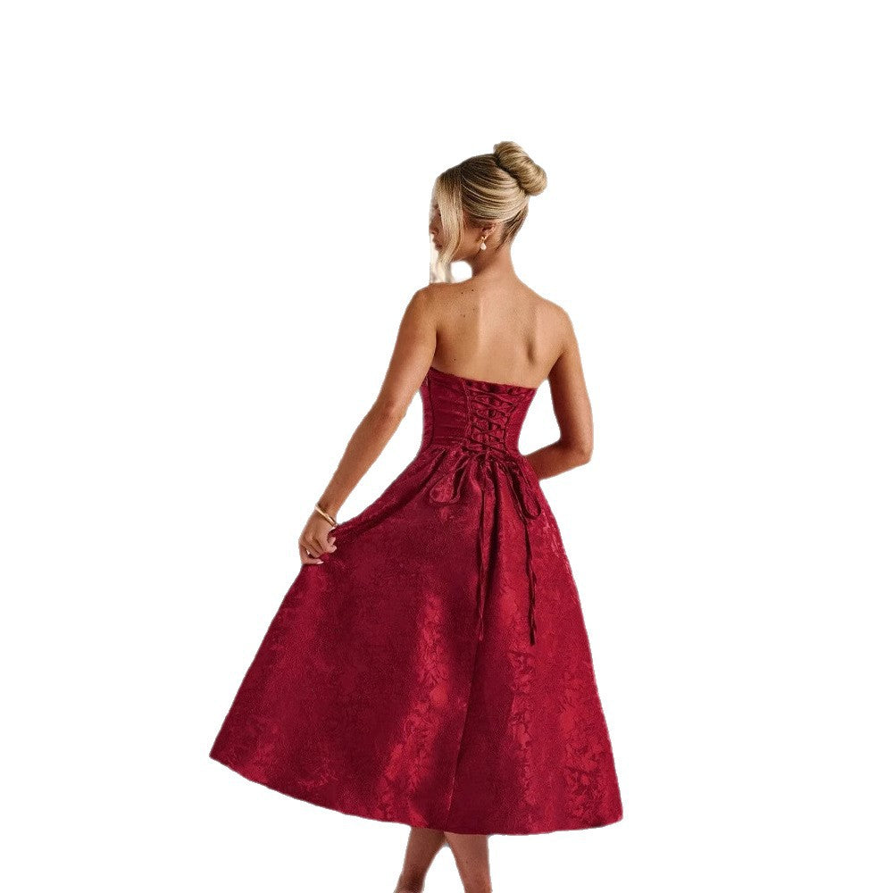 Damen Cocktailkleid mit elegantem Bustier-Oberteil und schwingendem Rock R&B
