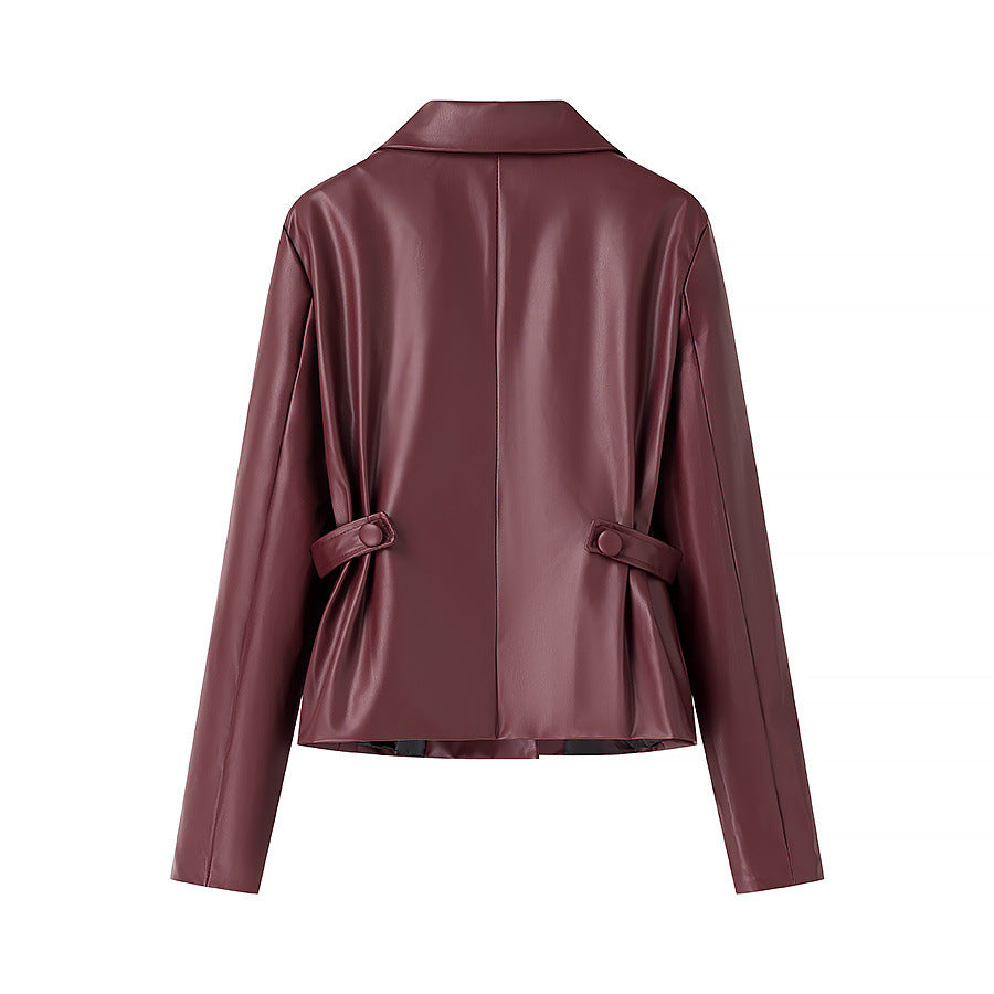 Damen modisches Kunstleder Blazer- und Rock-Set R&B