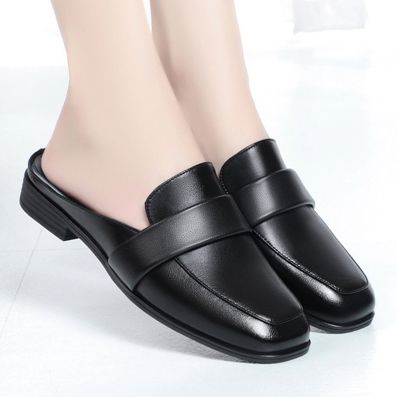 Damen Komfortable Slipper aus hochwertigem Leder mit schickem Riemen R&B