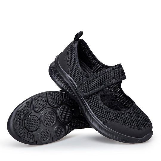 Damen nan Klett-Riemen-Sneaker im Ballerina-Stil mit atmungsaktivem Meshoberteil und flexibler Leichtsohle R&B