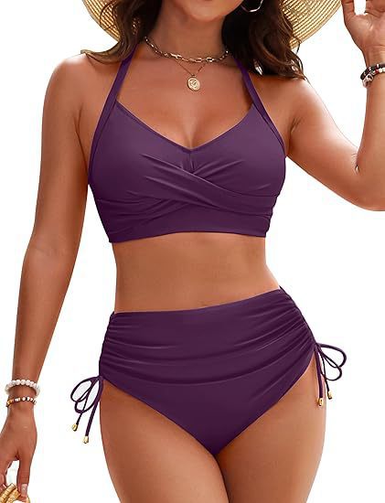 Damen Hochtailliertes Bikini-Set mit Wickeloberteil R&B
