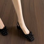 Damen Slingback Ballerinas mit funkelnden Perlen und modischem Schleifen-Detail R&B