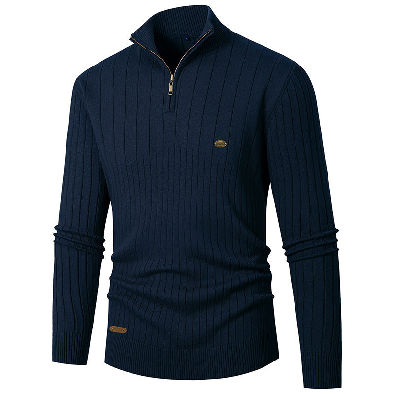 Herren Pullover mit Stehkragen und Feinstrick R&B