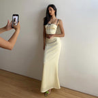 Damen Glamouröses Satin-Kleid mit Spitzendetails R&B