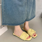 Damen bequeme Pantoletten mit schickem Riemen und Glitzerverschluss R&B