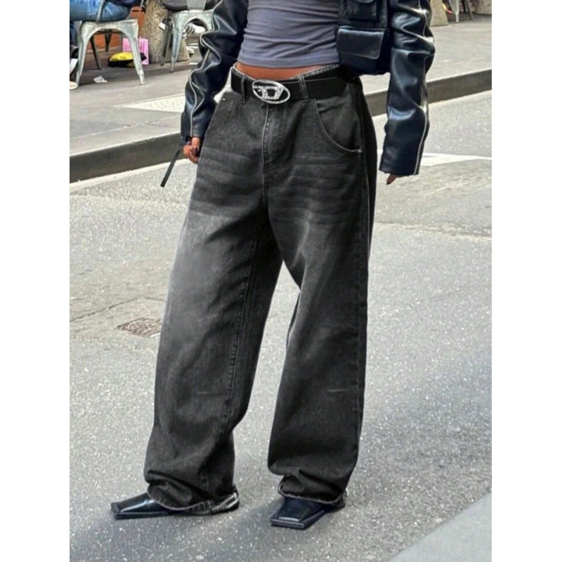 Damen High-Waist Baggy Jeans mit einzigartigem Waschungsverfahren R&B
