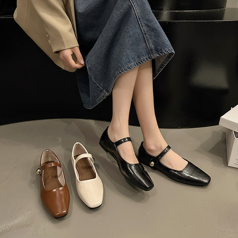 Damen klassische Ballerinas mit elegantem Riemchen und feinem Schnallen-Detail R&B