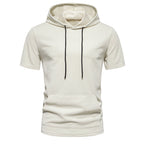 Herren Kurzarmkapuzenpullover mit strukturiertem Design