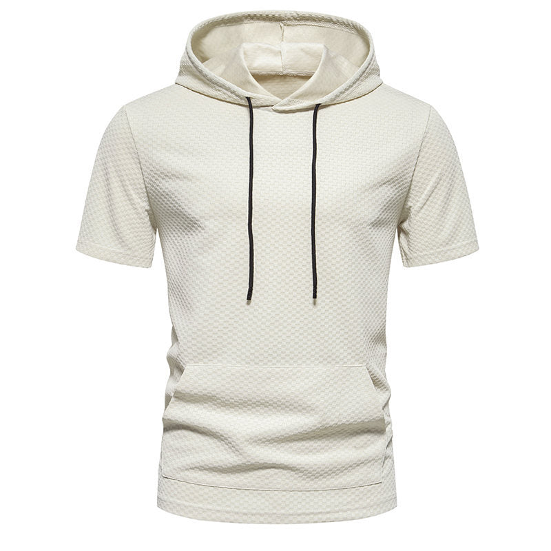 Herren Kurzarmkapuzenpullover mit strukturiertem Design