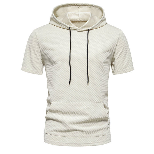 Herren Kurzarmkapuzenpullover mit strukturiertem Design R&B