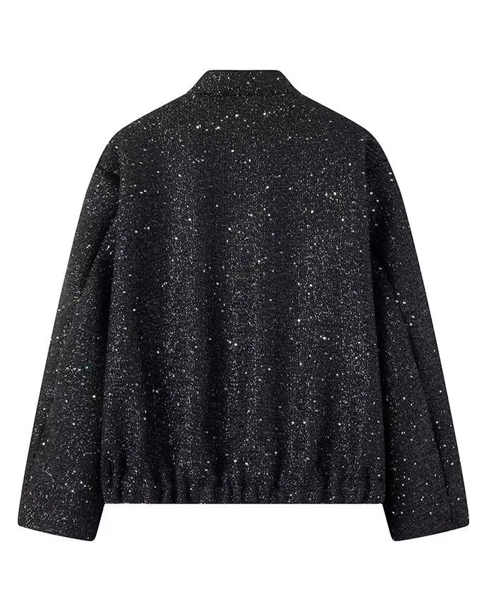 R&B | Gold Pailletten Stehkragenjacke