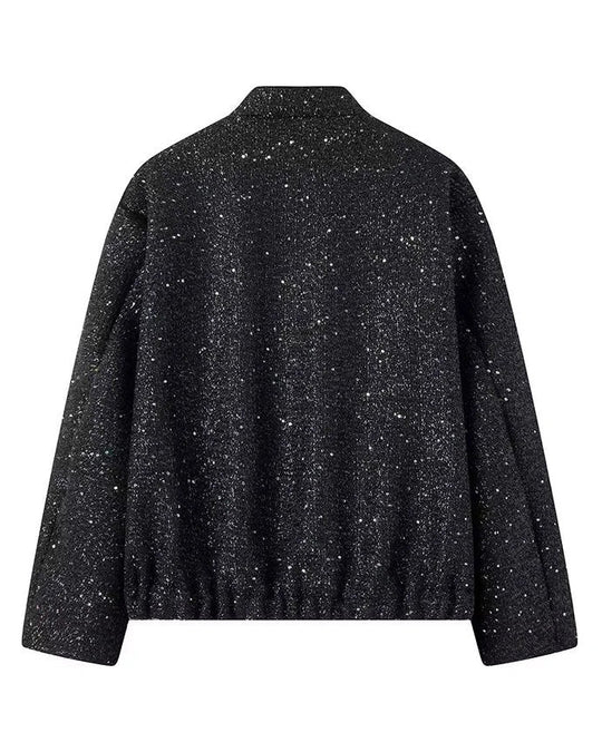 R&B | Gold Pailletten Stehkragenjacke