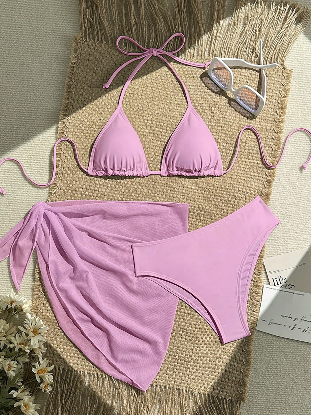 Damen Triangel-Bikini mit Wickeltuch und verstellbaren Trägern R&B