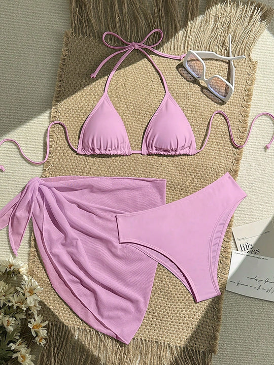 Damen Triangel-Bikini mit Wickeltuch und verstellbaren Trägern R&B