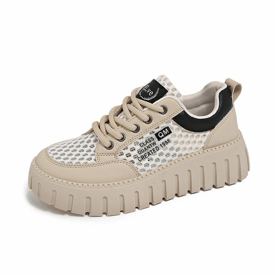 Damen modische Plateau-Sneaker mit atmungsaktivem Netz und robustem Sohlenprofil R&B