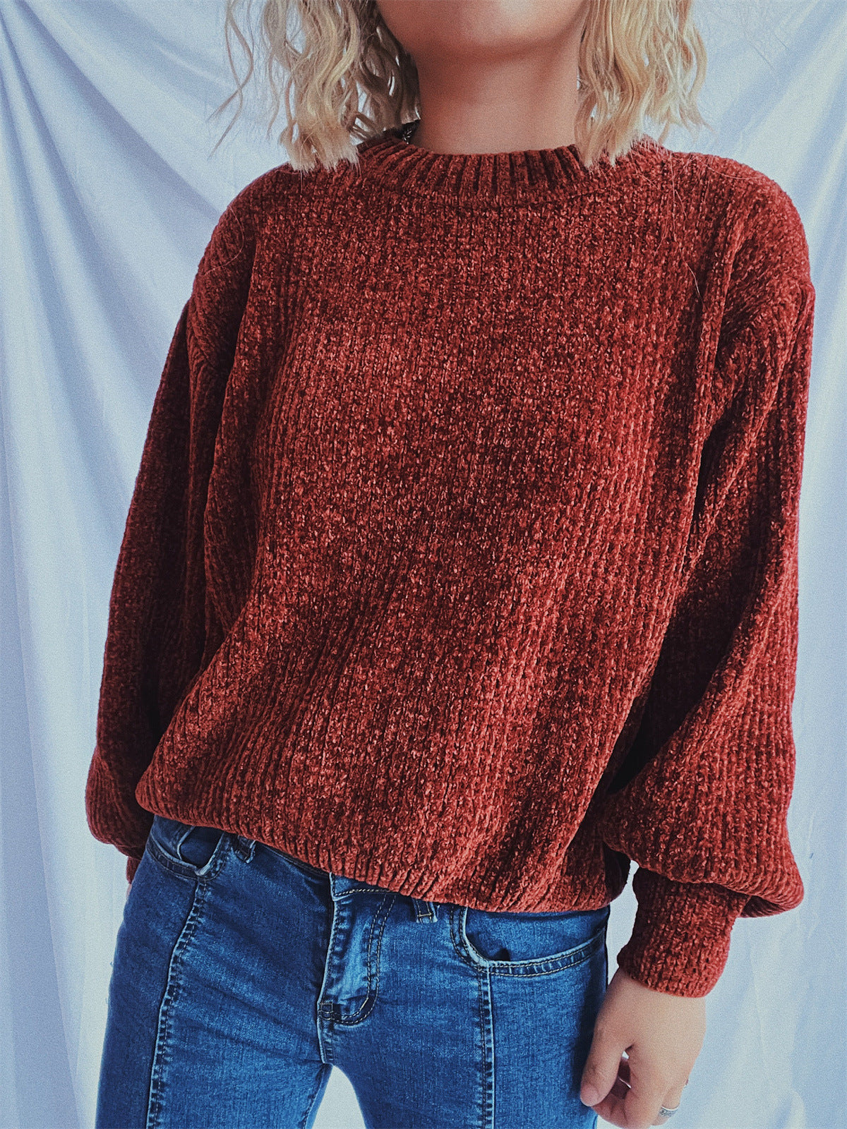 Damen Grobstrickpullover mit weitem Schnitt und strukturiertem Design R&B