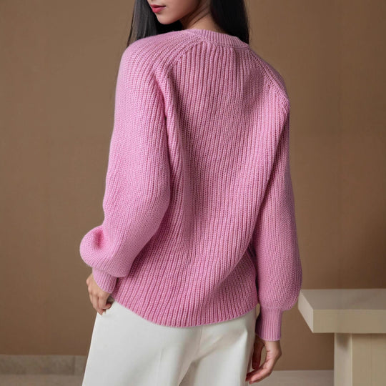 Damen Strickjacke mit feinem Rippenmuster und geschützten Knöpfen R&B