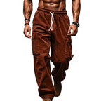 Herren nan lockere Cord-Cargo-Hose mit elastischem Tunnelzugbund, aufgesetzten Klappentaschen und entspannter Silhouette R&B