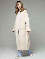 Damen Langer Strickmantel mit praktischen Taschen und strukturiertem Design R&B