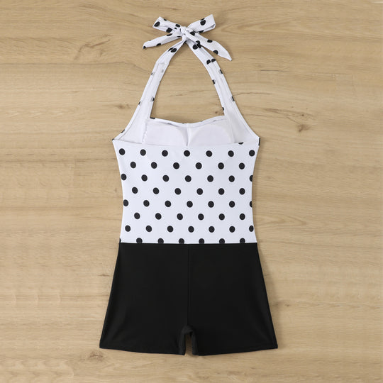 Damen Einteiliger Badeanzug mit Rüschendetails und Hüftshorts R&B