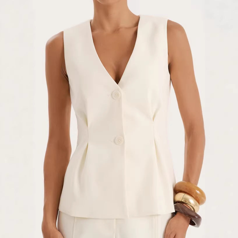 Damen elegante Bluse mit V-Ausschnitt und plissierten Details R&B