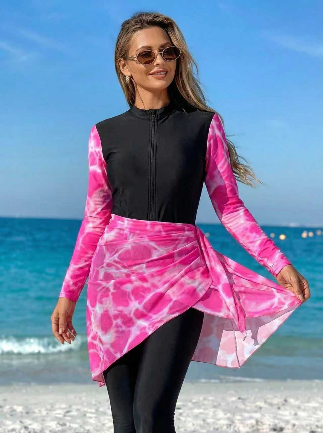 Damen modischer Rashguard mit Wickelrock R&B