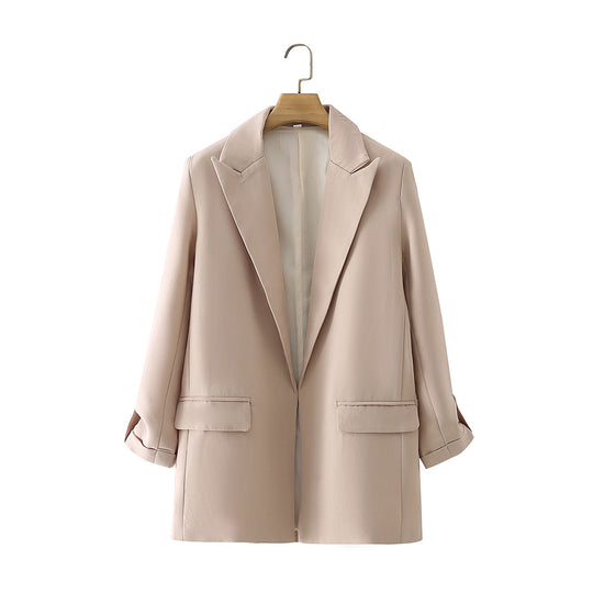 Damen elegante Blazerjacke mit modernem Schnitt und strukturiertem Gewebe R&B