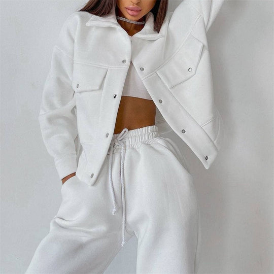 Damen lässiges Fleece-Set mit praktischer Jacke und bequemen Jogginghosen R&B