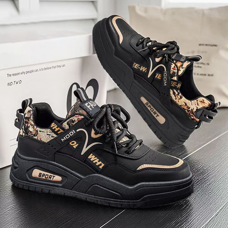 Damen Sportliche Chunky Sneakers mit stabiler Sohle und modischem Textil-Hintergrund
