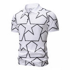 Herren Poloshirt mit modernem Sternen-Design und atmungsaktiven Materialien
