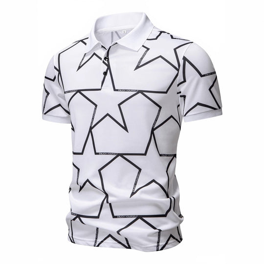 Herren Poloshirt mit modernem Sternen-Design und atmungsaktiven Materialien R&B
