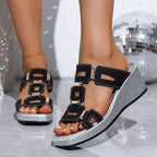 Damen Wedge-Sandalen mit modischen Schnallenakzenten R&B